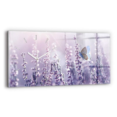 Horizontální hodiny na skle Abstrakce