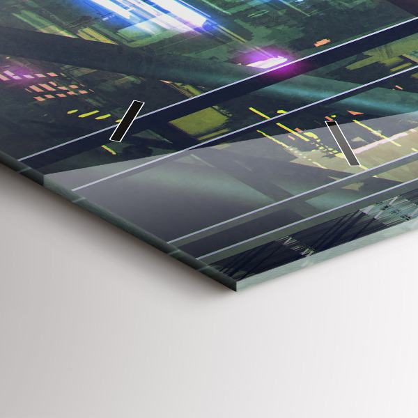 Horizontální hodiny na skle Kybernetický punk