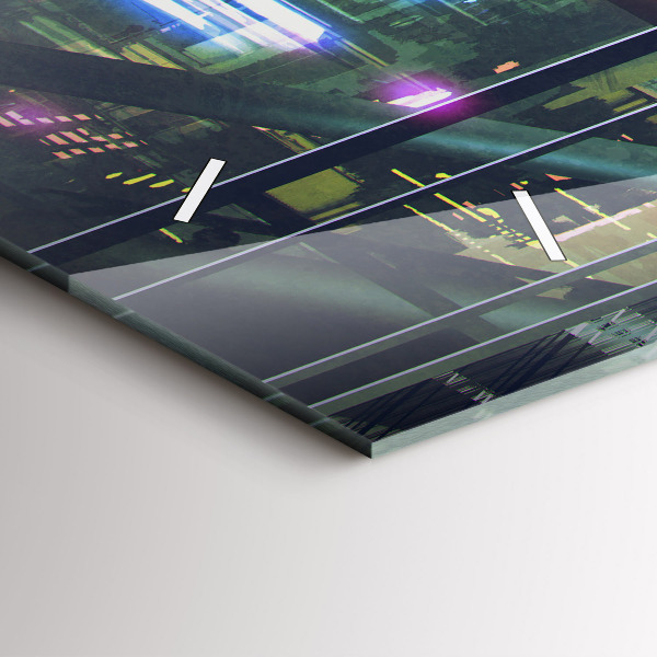 Horizontální hodiny na skle Kybernetický punk