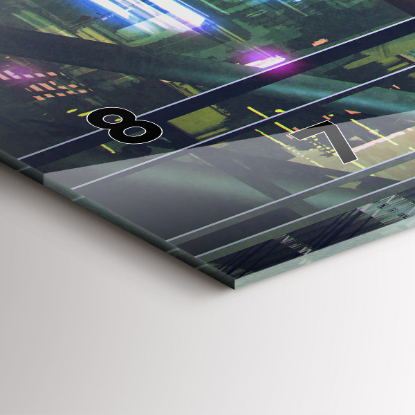 Horizontální hodiny na skle Kybernetický punk