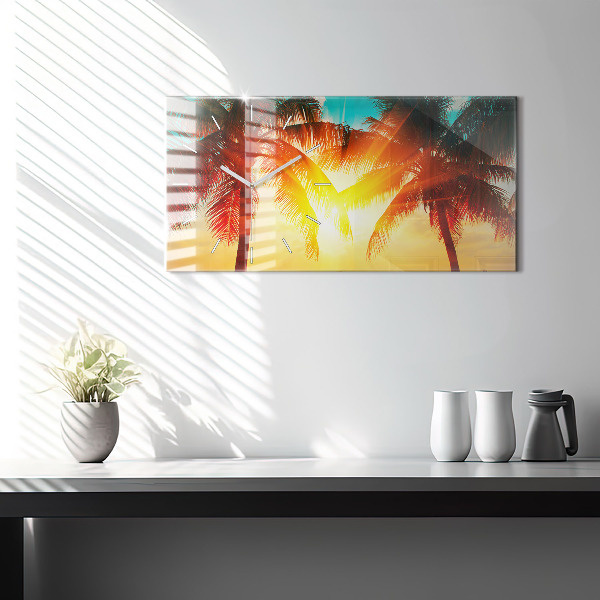 Horizontální hodiny na skle Dovolená Odpočinek Léto