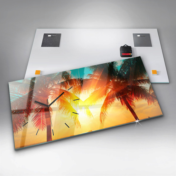 Horizontální hodiny na skle Dovolená Odpočinek Léto