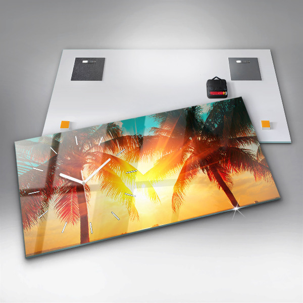 Horizontální hodiny na skle Dovolená Odpočinek Léto