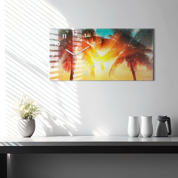 Horizontální hodiny na skle Dovolená Odpočinek Léto