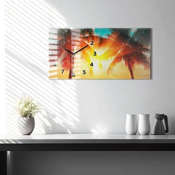 Horizontální hodiny na skle Dovolená Odpočinek Léto