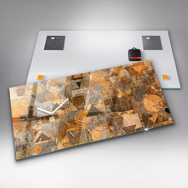 Horizontální hodiny na skle Geometrické tvary