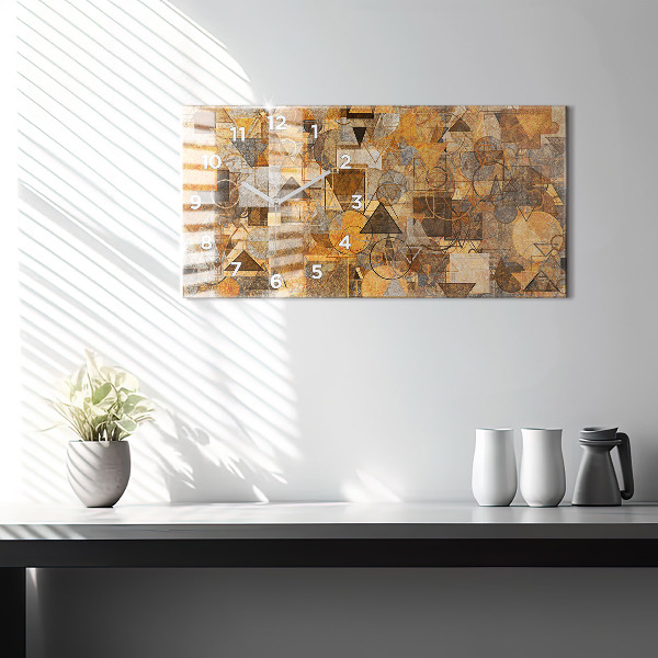 Horizontální hodiny na skle Geometrické tvary