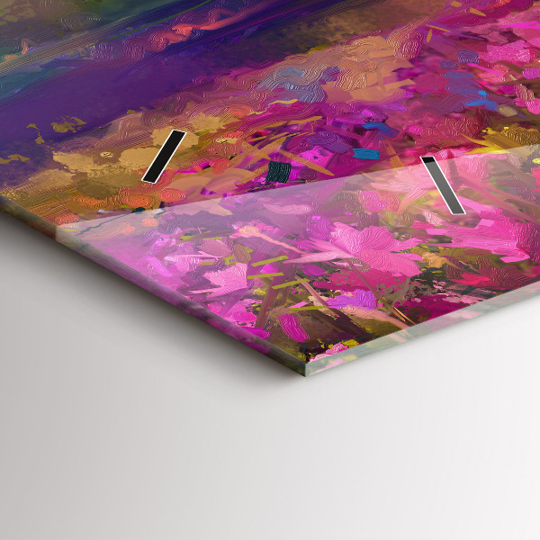 Horizontální hodiny na skle Louka při západu slunce