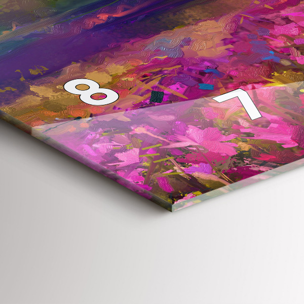 Horizontální hodiny na skle Louka při západu slunce