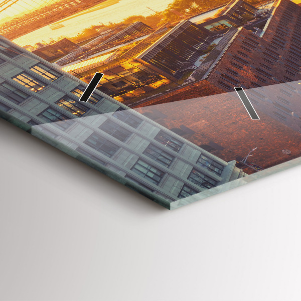 Horizontální hodiny na skle New York Manhattan