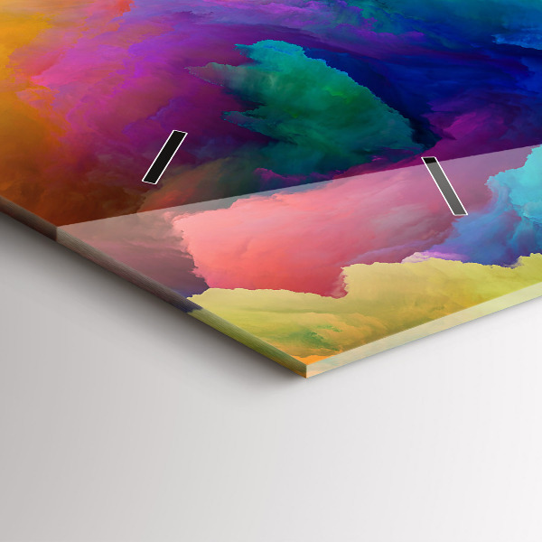 Horizontální skleněné hodiny na stěnu Fraktální textura