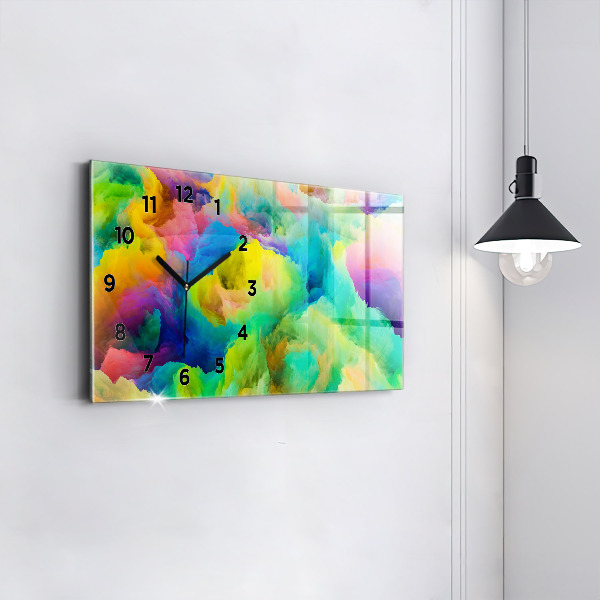 Horizontální skleněné hodiny na stěnu Fraktální textura