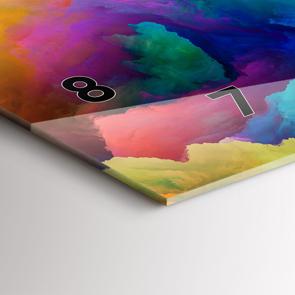 Horizontální skleněné hodiny na stěnu Fraktální textura