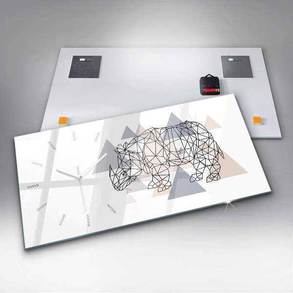 Horizontální skleněné hodiny na stěnu Geometrický vzor