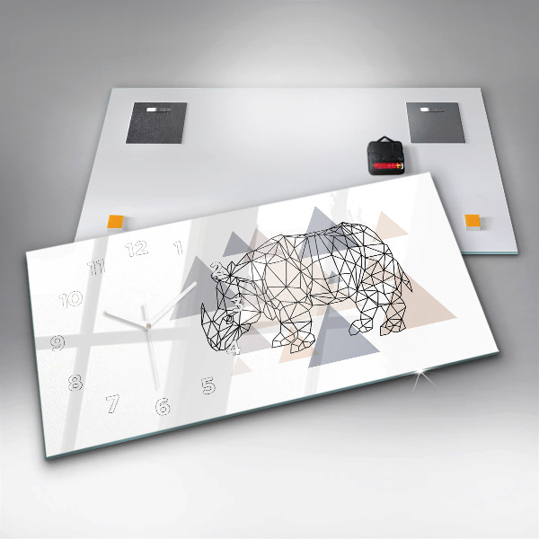 Horizontální skleněné hodiny na stěnu Geometrický vzor