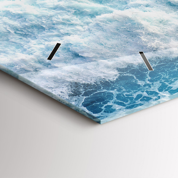 Horizontální skleněné hodiny na stěnu Vlny oceánu