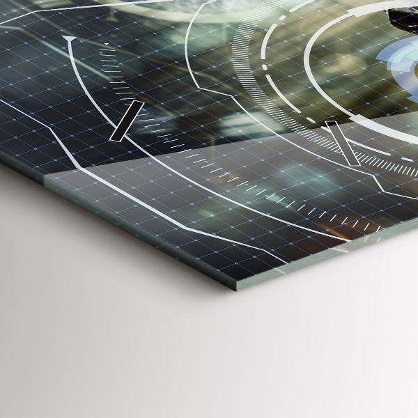 Horizontální skleněné hodiny na stěnu Voják se zbraní