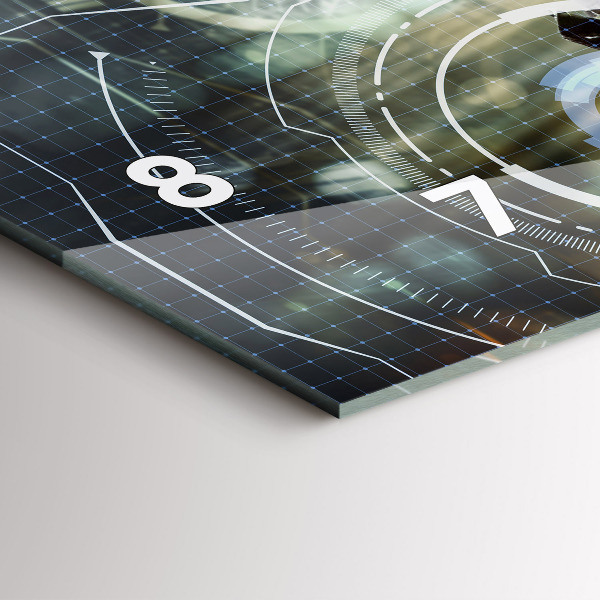 Horizontální skleněné hodiny na stěnu Voják se zbraní