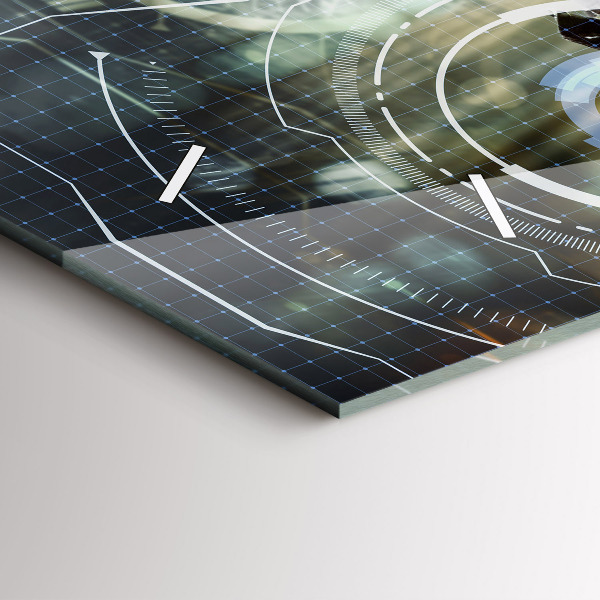 Horizontální skleněné hodiny na stěnu Voják se zbraní