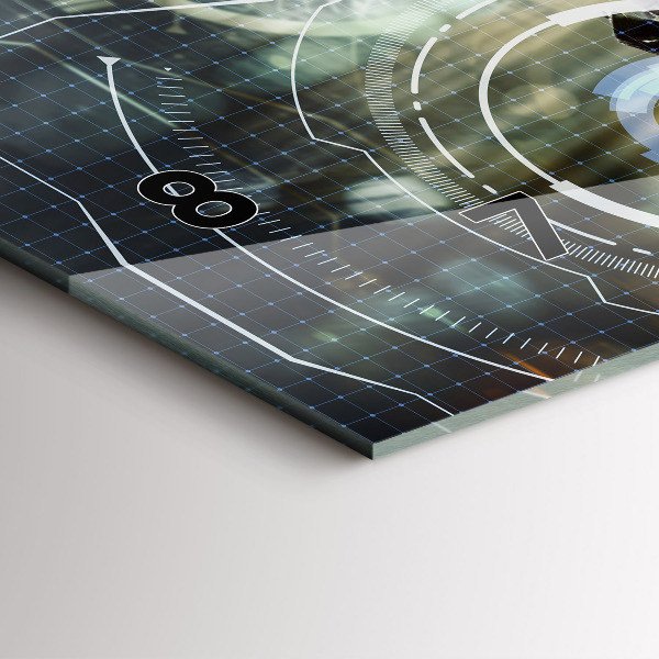 Horizontální skleněné hodiny na stěnu Voják se zbraní