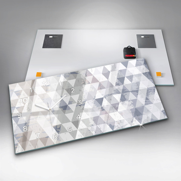 Horizontální skleněné hodiny na stěnu Geometrický vzor