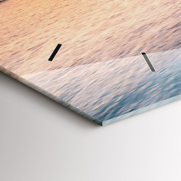 Horizontální skleněné hodiny na stěnu Západ slunce na Maledivách