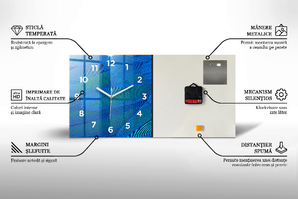 Horizontální skleněné hodiny na stěnu Chlapec s křídly