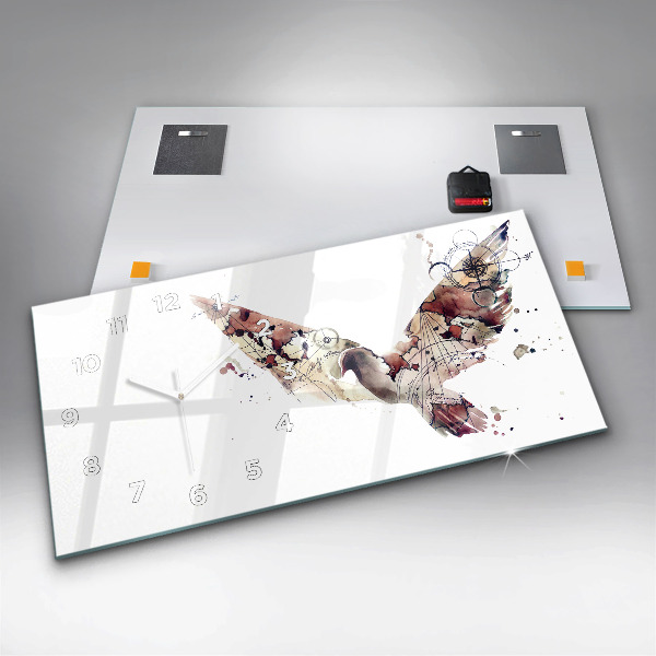 Horizontální skleněné hodiny na stěnu Abstraktní pohled