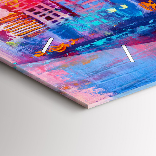 Horizontální skleněné hodiny na stěnu Abstraktní mrakodrapy