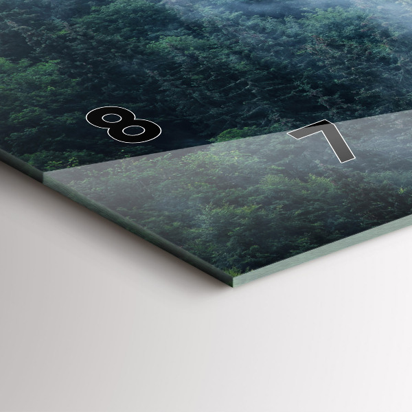 Horizontální skleněné hodiny na stěnu Mlhavá horská krajina