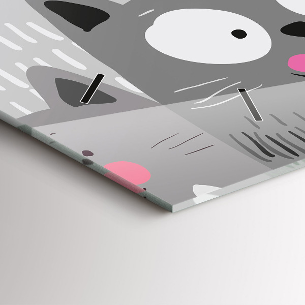 Horizontální skleněné hodiny na stěnu Vzor s kočkami