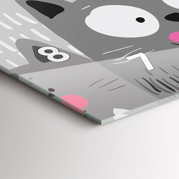 Horizontální skleněné hodiny na stěnu Vzor s kočkami