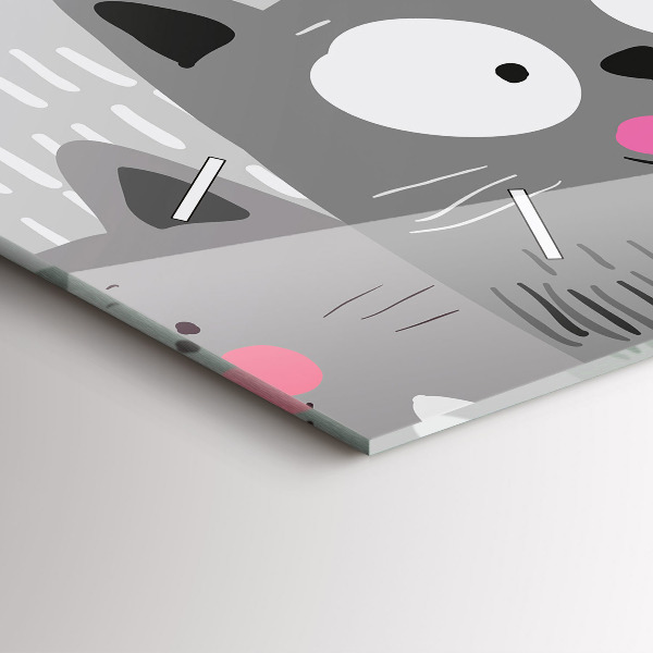 Horizontální skleněné hodiny na stěnu Vzor s kočkami