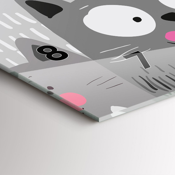 Horizontální skleněné hodiny na stěnu Vzor s kočkami