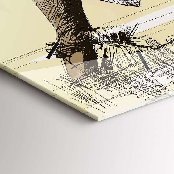 Horizontální hodiny na skle Žena sbírající rýži