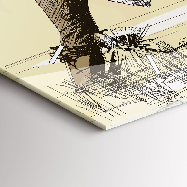 Horizontální hodiny na skle Žena sbírající rýži