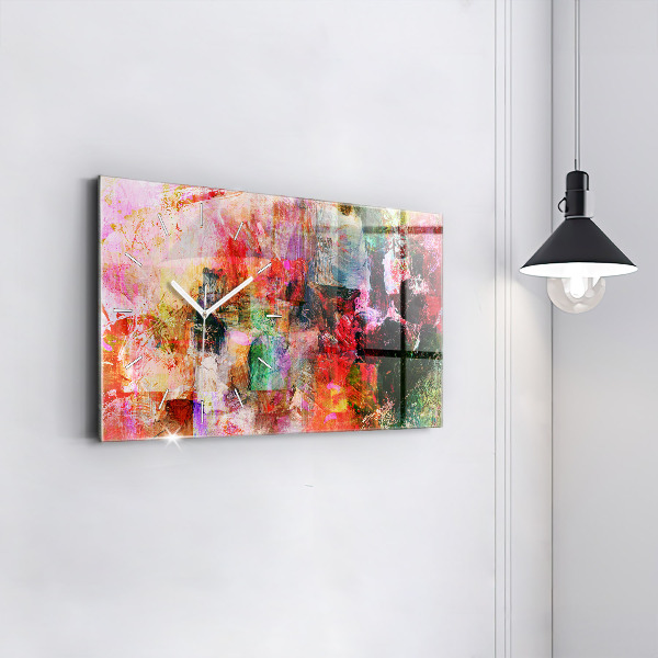 Horizontální hodiny na skle Abstraktní kompozice