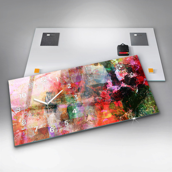 Horizontální hodiny na skle Abstraktní kompozice