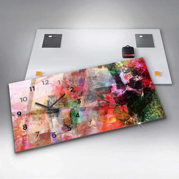 Horizontální hodiny na skle Abstraktní kompozice