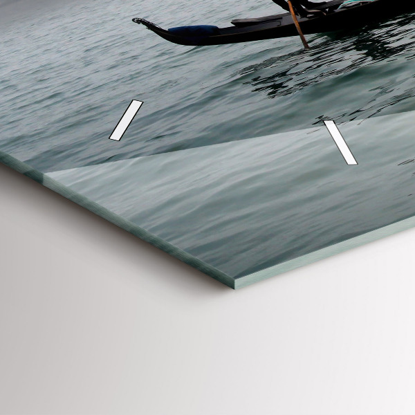 Horizontální hodiny na skle Benátky Gondola