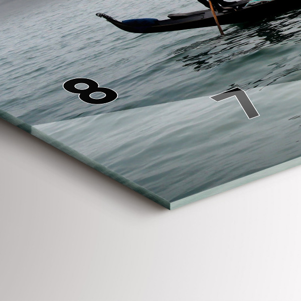 Horizontální hodiny na skle Benátky Gondola