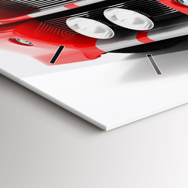 Horizontální hodiny na skle Sportovní auto