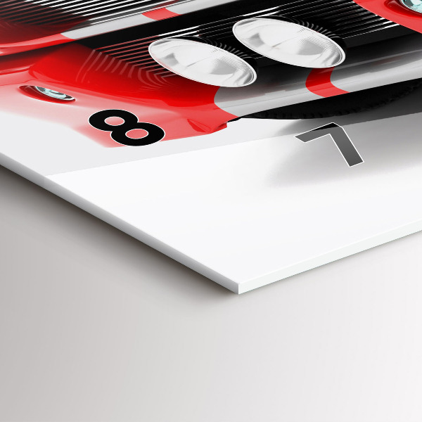 Horizontální hodiny na skle Sportovní auto