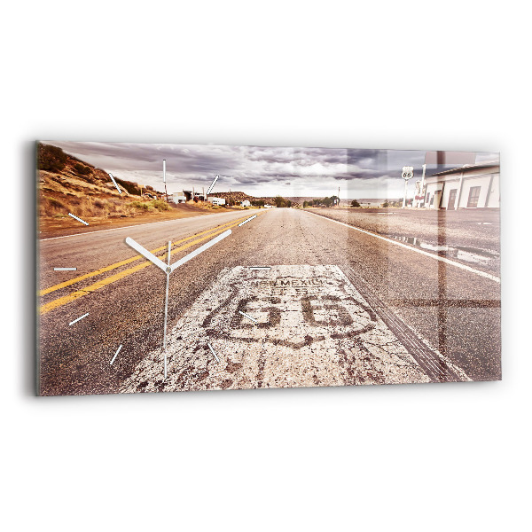 Horizontální hodiny na skle Silnice Route 66 USA