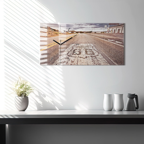 Horizontální hodiny na skle Silnice Route 66 USA