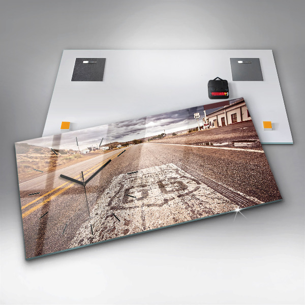 Horizontální hodiny na skle Silnice Route 66 USA