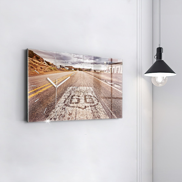 Horizontální hodiny na skle Silnice Route 66 USA