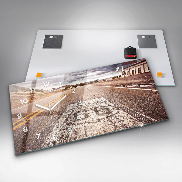 Horizontální hodiny na skle Silnice Route 66 USA