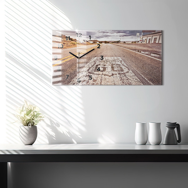 Horizontální hodiny na skle Silnice Route 66 USA