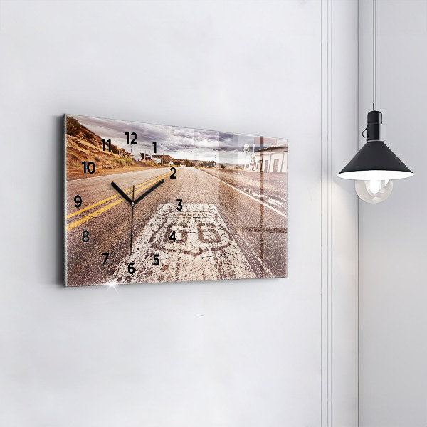 Horizontální hodiny na skle Silnice Route 66 USA